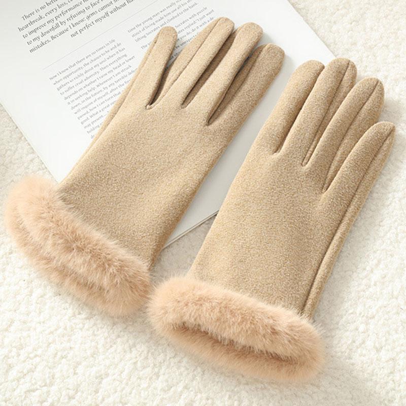 Women Cute Lovely Sweety Winter Keep Warm Touch Screen Add Velvet Windproof Gloves Cycling Solid Spontaneous Fever