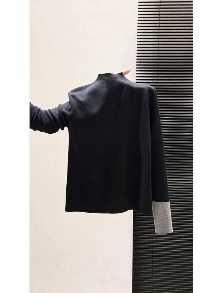Women's Retro High Neck Knit Sweater: Slimming, Stylish, Elegant Base Layer for Autumn and Winter
