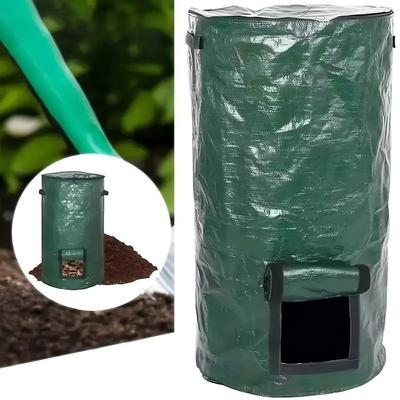 Wear Resist Compost Bin Bag Zippered Lid Sealed Leaf Lawn Bags Collapsible with Handles Gardening Container Leaf Waste