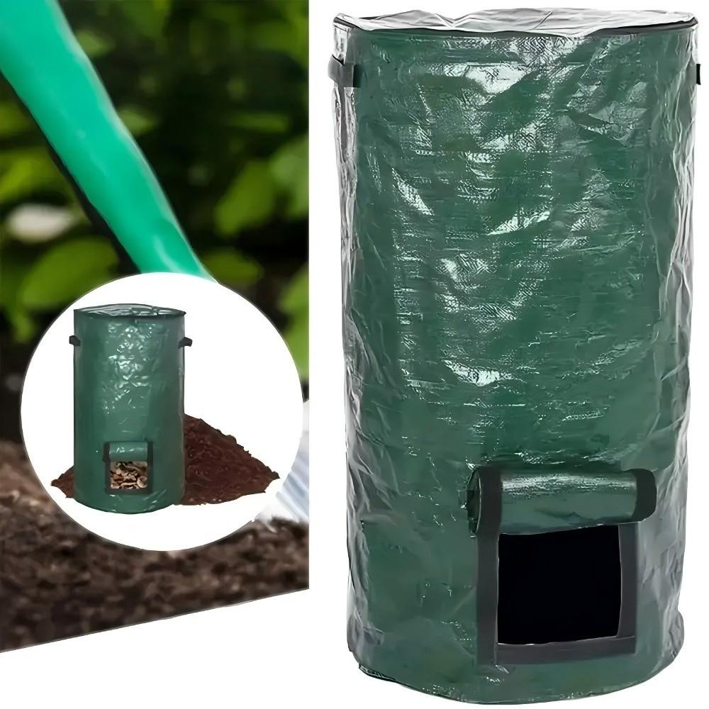 Sealed Compost Bin Bag Zippered Lid Refuse Composter Waste Collector Yard Garbage Bag  Grower