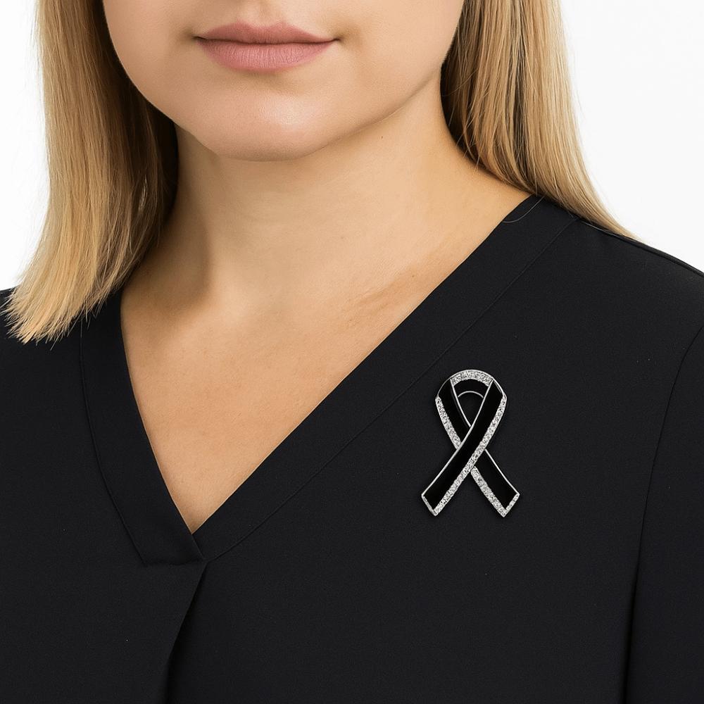 New Black Memorial Black Badge Queen Funeral Mourning Badge Alloy Souvenir Black Ribbon Brooch Pin For Funerals and Mourning