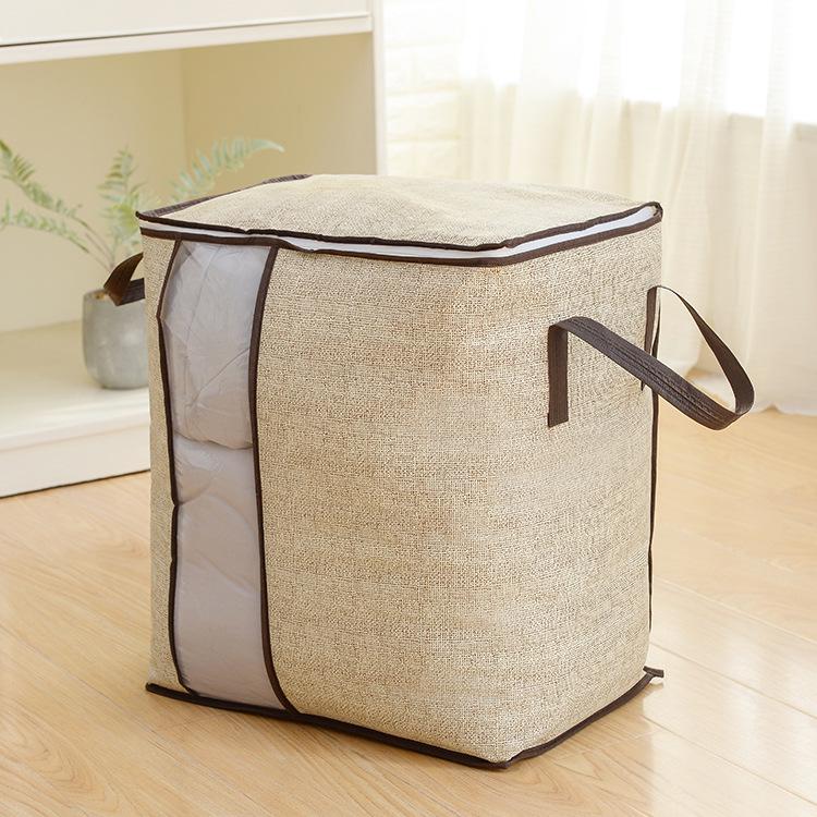 1Pc Futon Storage Bag Non-Woven Fabrics Transparent Visual Window for Quilt Storage Household Items Hand-held Storage Bag