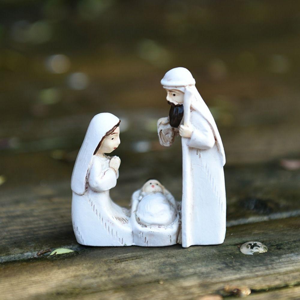 Cute Jesus Birth Sculpture Decorative Religious Resin Statue  Accessories Gift