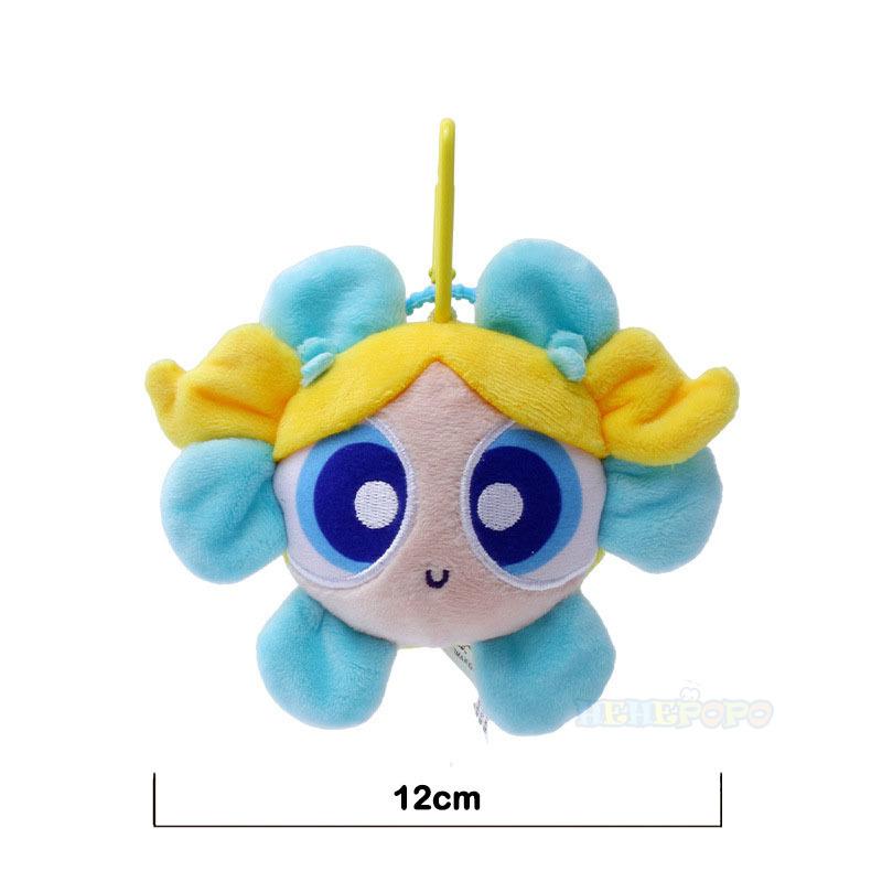 8-12cm Powerpuff Girls Plush Keychains and Bag Small Animal Head Plush Doll Pendant Cute Cartoon Girl Bag Hanging Adorn Toy