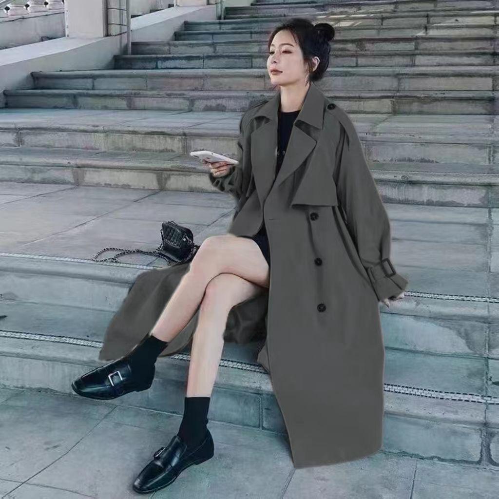 2025 Autumn/Winter Korean Style Mid-Length Petite Trench Coat for Women