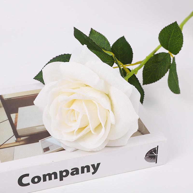 

Single Stem Real Touch Rose Artificial Flower, Silk Fabric Bloom for Wedding Home Decor, Realistic Fake Rose белый