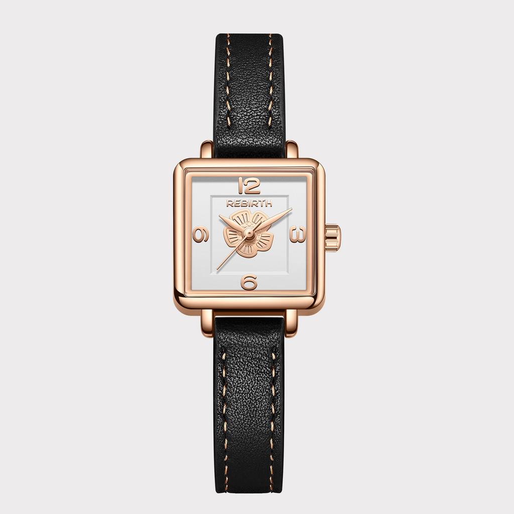 Fashionable Floral Surface Casual Leather Strap Quartz Watch