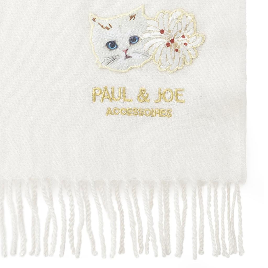 PAUL JOE ACCESSOIRES Logo Cat Patch Scarf with Brand Package [Moonbat] & (48142)