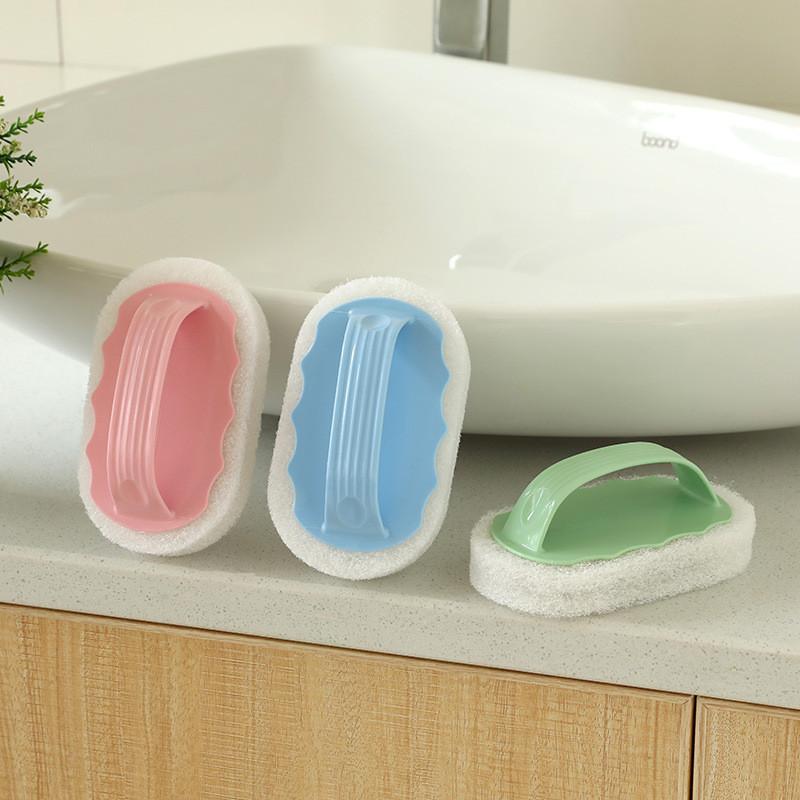 Thick Sponge Bath Scrubber With Comfort Grip For Tile And Tub Cleaning