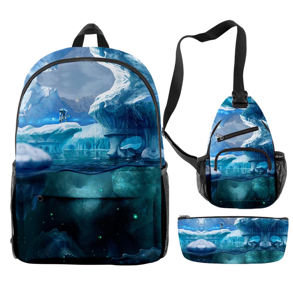 Beliebte Neuheit Cool Subnautica Below Zero 3D-Druck 3 Stück/Set Schülerrucksäcke Reise-Laptop-Rucksack Brusttasche Federmäppchen