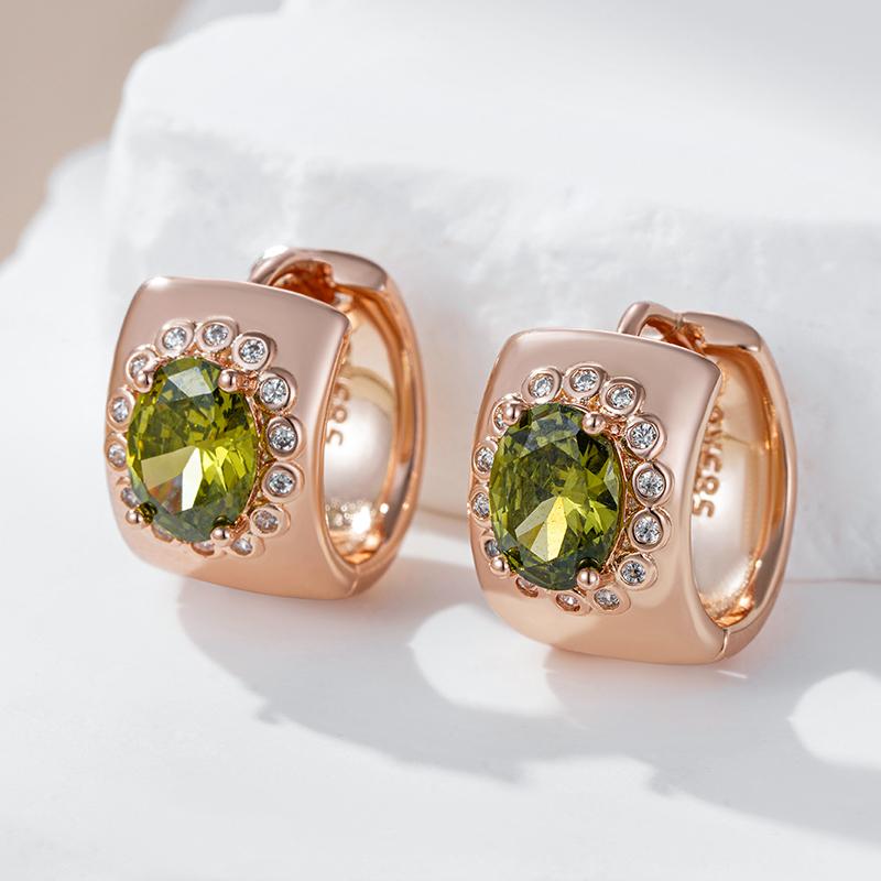 Shiny Purple Natural Zircon Big Hoop Earrings For Women Fashion  Rose Gold Color Party Daily Jewelry Accessories