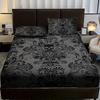 Skull Floral Design Bed Sheet Set 100% Polyester Digital Print Breathable All-Season Fitted Shee Pillowcase Machine Washable