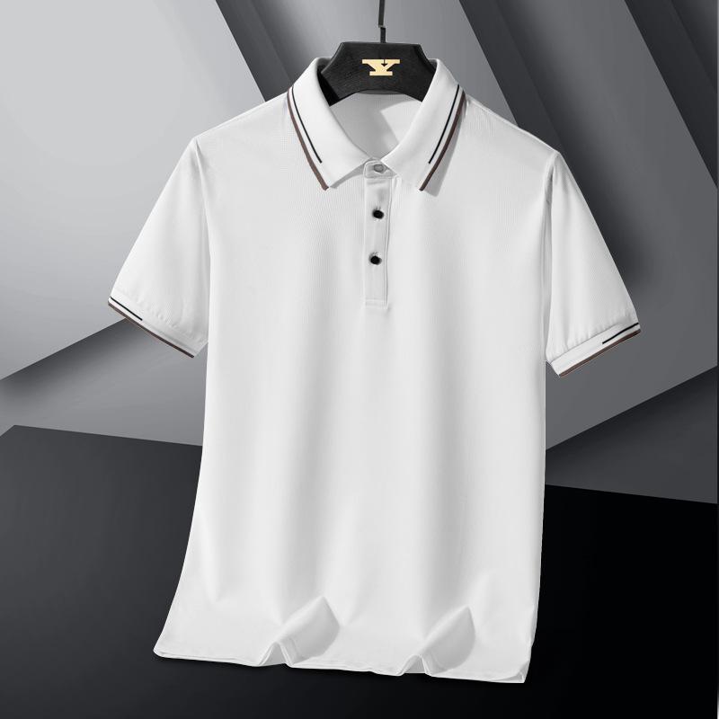 

Рубашка поло Мужская летняя футболка с короткими рукавами и тонкими лацканами Деловая рубашка поло с воротником-стойкой XL
