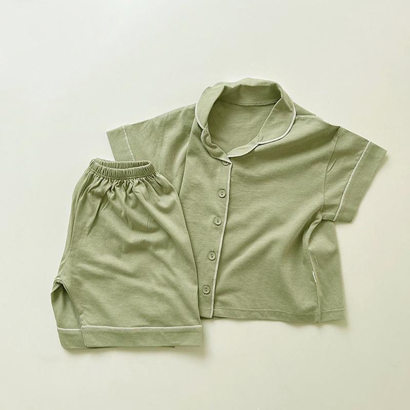 Korean Style Kids' Cotton Family Matching Pajama Set - Short Sleeve Girls & Boys Edition
