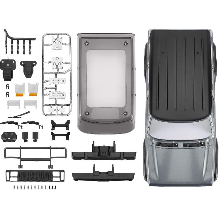 INJORA 6.10in 133g Wheelbase ABS Hardtop Cherokee Body for TRX4M Bronco Defender Chassis 1/18 RC Crawler Upgrade(Silver Grey)