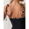 2025 Summer Black Sexy One Piece Swimsuits Women's Swimwear High Cut Bikini Swimming Wear Bathing Suit Lace Up Beachwear