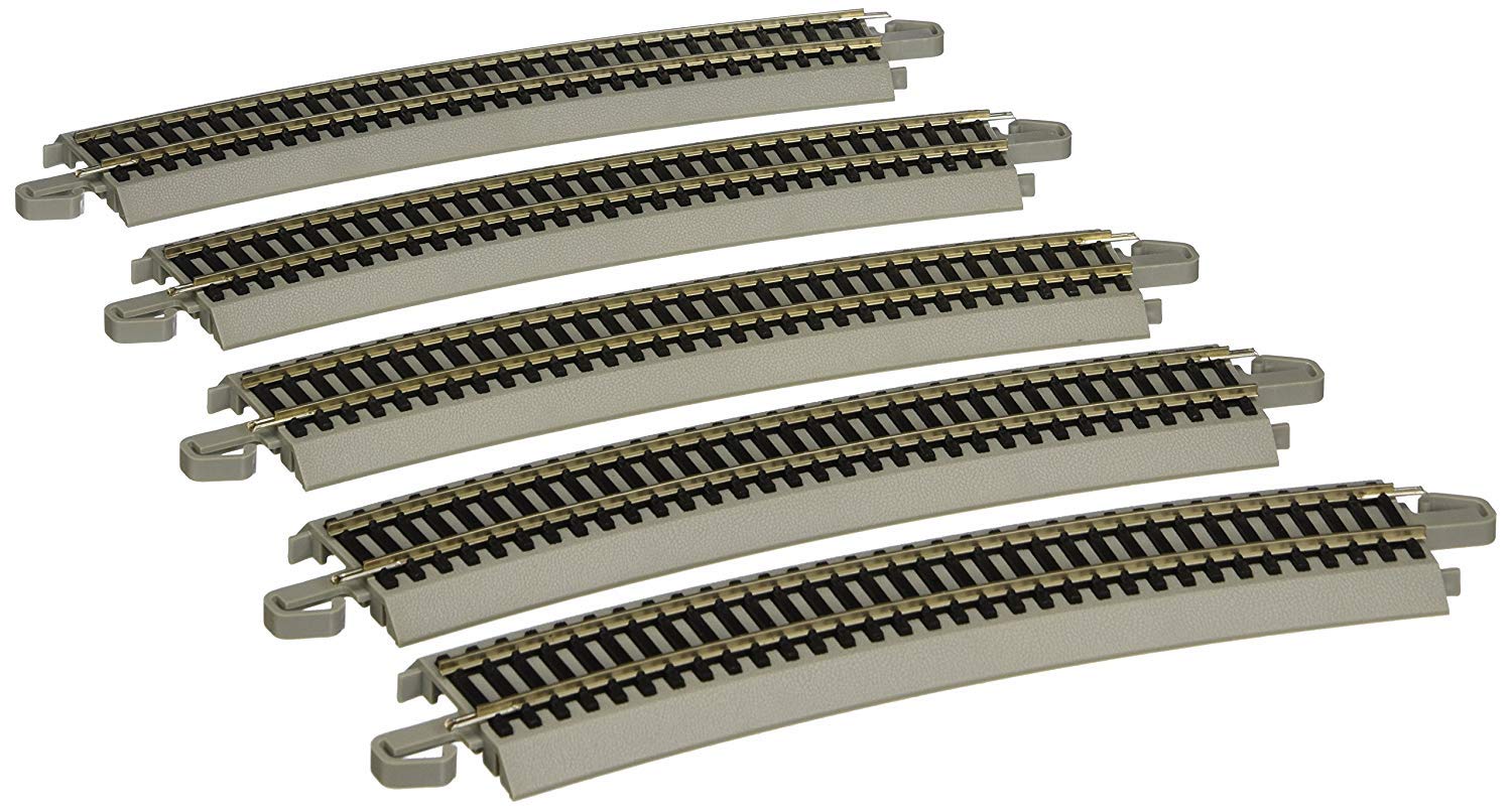 

Bachmann Trainins - Snap-Fit E-Z TRACK 26-inch RADIUS Curved Track (5 Cards/Card) - Nickel Silver Rails with Gray Road Bed - HO Scale