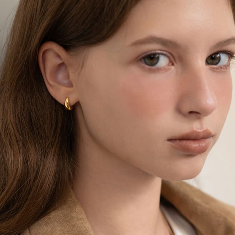 Tatiana (925 Silver) Volume Drop Hoop Earrings EC3225 Size S