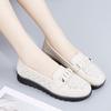 Leder Weichsohlen Doudou Schuhe Ein-Pedal Damen Schuhe Rutschfeste Flachsohlen Einzelne Schuhe Leicht und Bequem Schuhe für Mütter mittleren Alters
