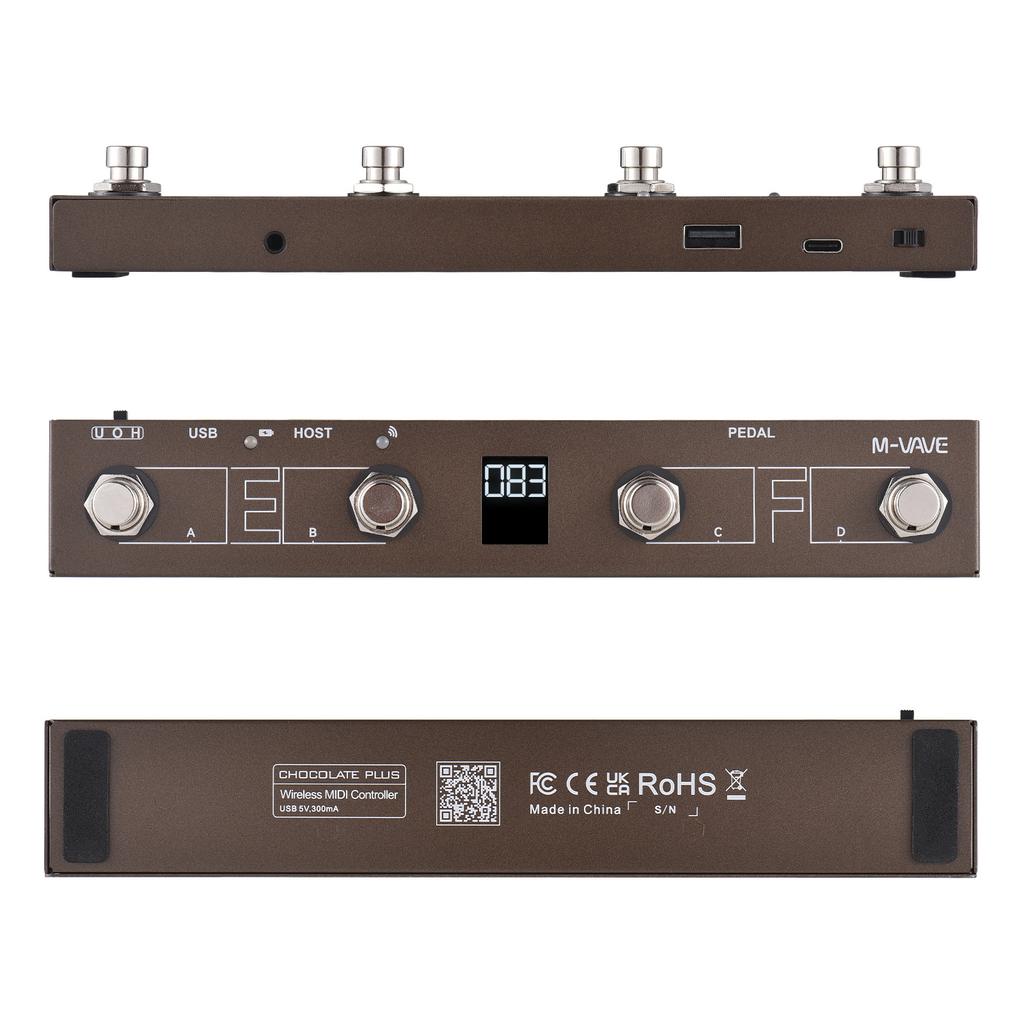 BT MIDI Pedal Controller M-VAVE Wireless MIDI Controller Intelligent APP Controls Digital Display Screen Rechargeable