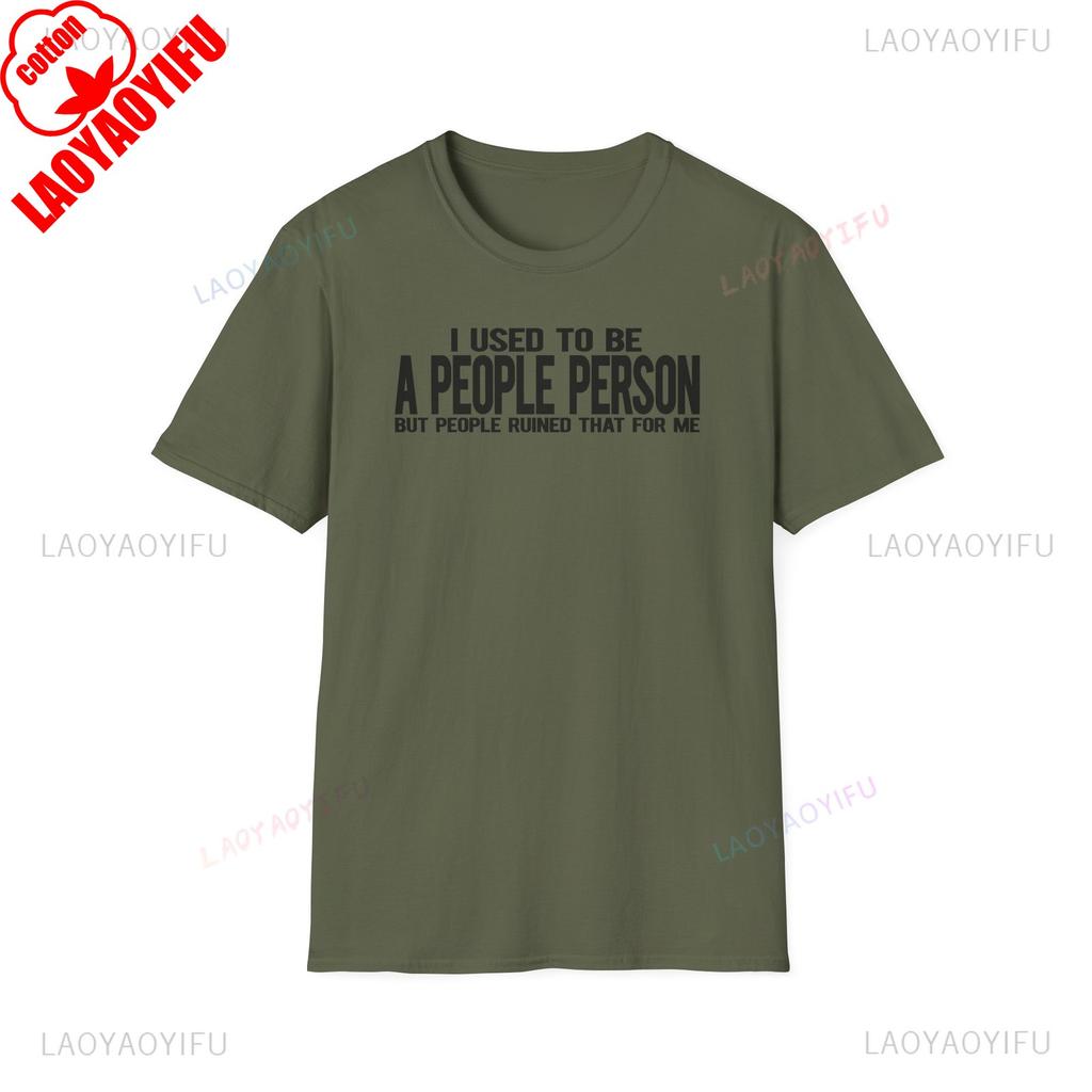 Ich war früher ein Menschenmensch Bedrucktes T-Shirt Lustig Unfreundlich Sarkastisch Asoziales T-Shirt Unisex Unisex Sommer Baumwolle Streetwear