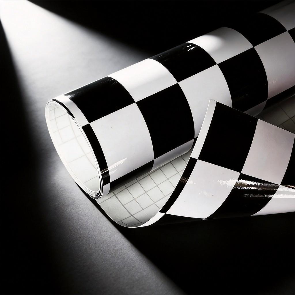 Black White Checker Pattern Bright Surface Stickers Car Decor For Motorcycles And Kitchen Surfaces