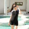 Children's Swimsuit Girls 'one-piece Short Sleeves 8-15 Years Old Girls' Sporty Style Zipper Hot Sports