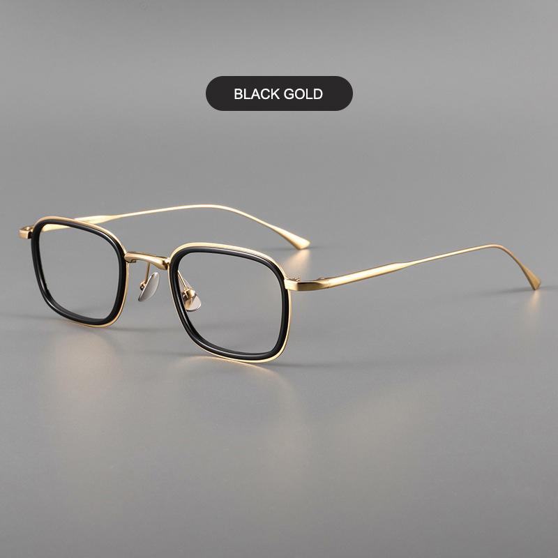 Retro Luxury Ultra-Light Half-Titanium Glasses Frame Women Square Eyeglasses Double-Rim Design Men Business Casual Spectacles