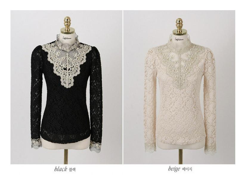 New Plus Size Korean Slim Fit Lace Shirt for Women