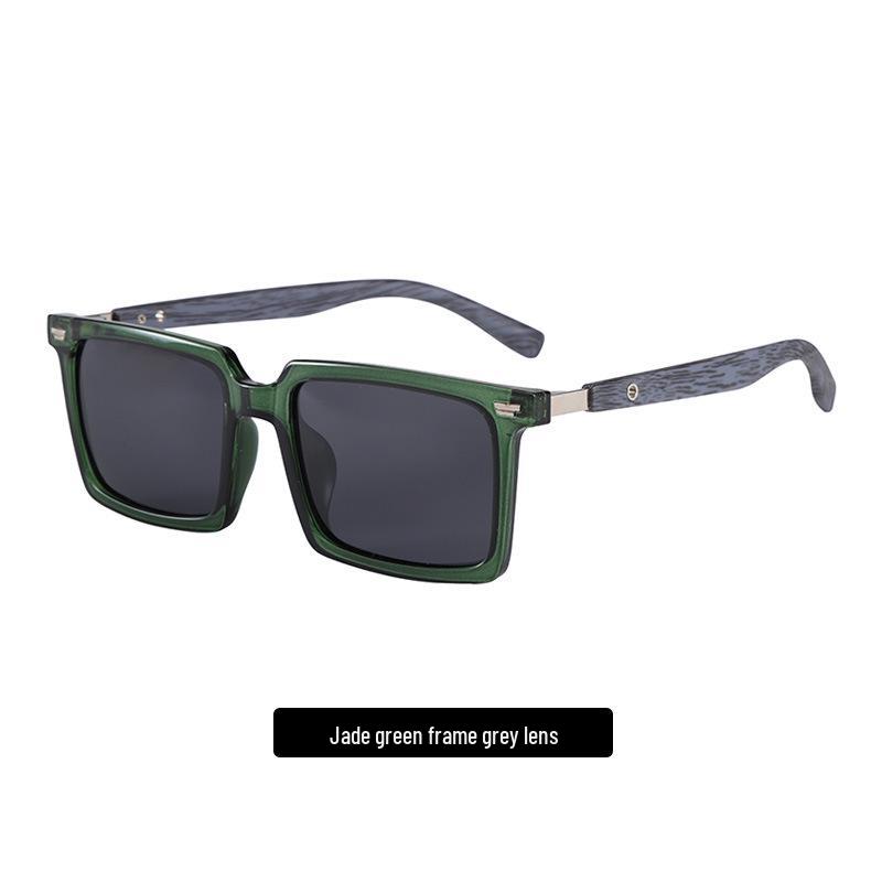 High-End Retro Square Sunglasses with UV Protection & Wood Grain Legs for Men & Women