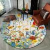 Round Area Rug Vibrant Wildflower Field Print Soft Flannel Carpet for Sunroom Conservatory FloorDecor Non SlipWashableDecoration