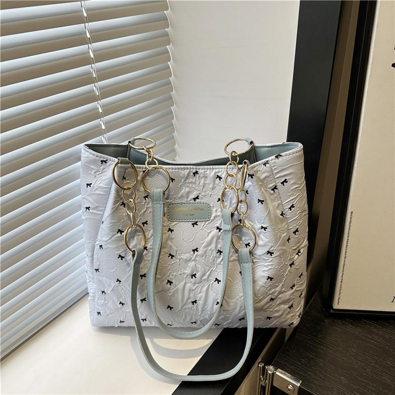 Sweet Tote Bag Women's New Summer Bow Shoulder Bag Literary and Casual Versatile Large-capacity Handbag