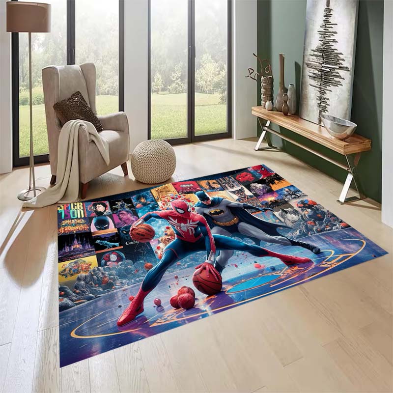 New custom-designed, cool Spider-Man rugs are available for your entryway, bathroom, and bedroom – featuring a spiderweb pattern