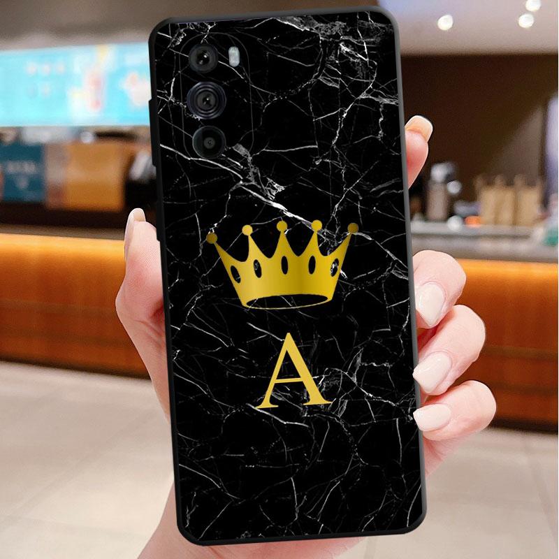 

Case For Motorola Edge 50 40 Pro 60 50 40 30 Ultra Neo Fusion G85 G72 G53 G54 G84 G13 G32 Monogram Marble crown initials Letter Moto G32