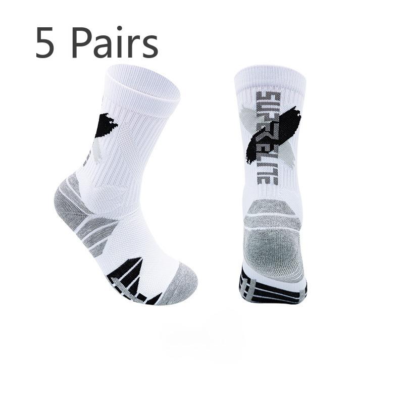 

5 пар баскетбольных носков для мальчиков, носки до середины икры, для мальчиков-подростков, учеников средней школы, студентов, специальные длинные носки для летних видов спорта, для мальчиков 5 pairs серый/белый