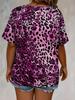 2026 Spring/Summer Plus Size Leopard Print Lace-up Short Sleeve Loose Women's Top