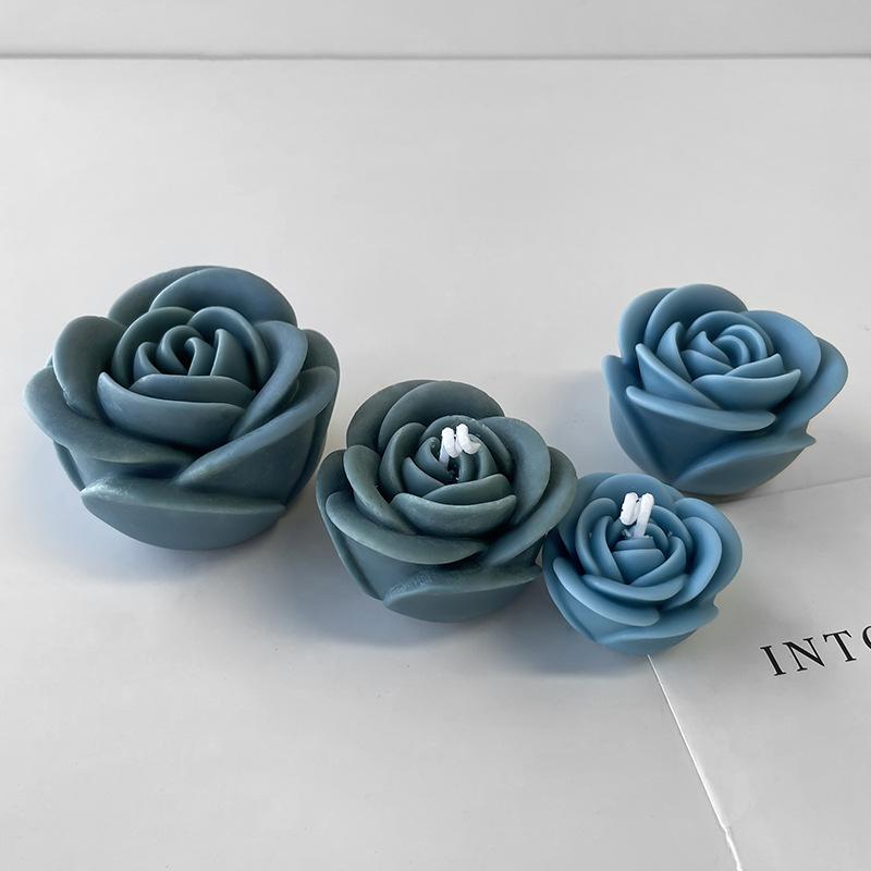 Easy To Demold Rose Flower Candle Making Mold Plant Blossom Resin Silicone Mould DIY Scented Mould Candlelight Dinner Decor