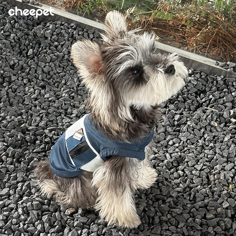 

Summer sunscreen pet cool spring and summer dog clothes breathable sleeveless vest Schnauzer outdoor Bichon dog small dog 2XL темно-синий
