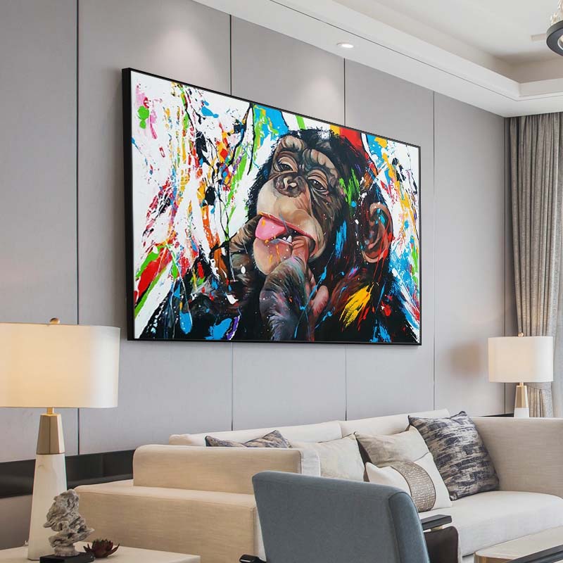 Modern Monkey Graffiti Art Canvas Paintings Street Art Canvas Posters And Prints Wall Art Animals Pictures Kids Room Wall Decor