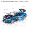 1/24 Ford Mustang Shelby GT500 Alloy Muscle Car Model Sound and Light Pull Back Children's Toy Collectibles Birthday Gift