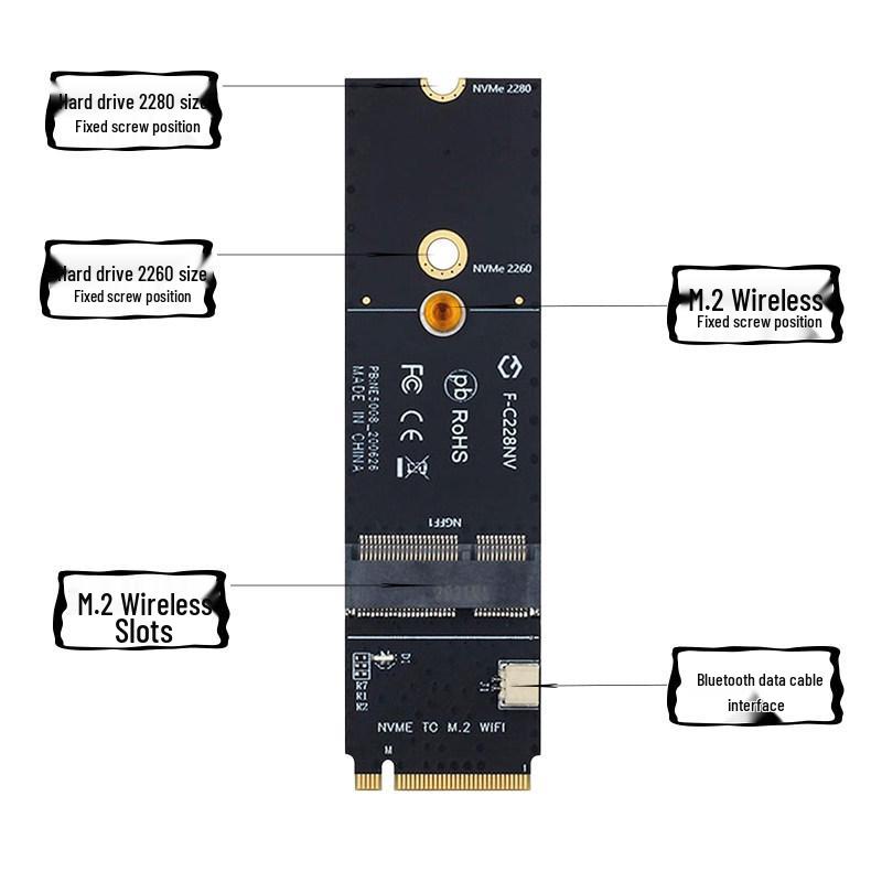 BE200 AX210 NGFF M.2 Wireless Card to NVME SSD Drive WiFi Adapter