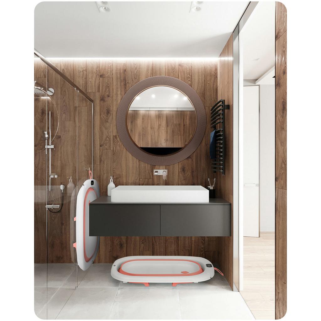 Folding Bathtub For Babies & Toddlers With Thermometer And Insert, Ricokids , &