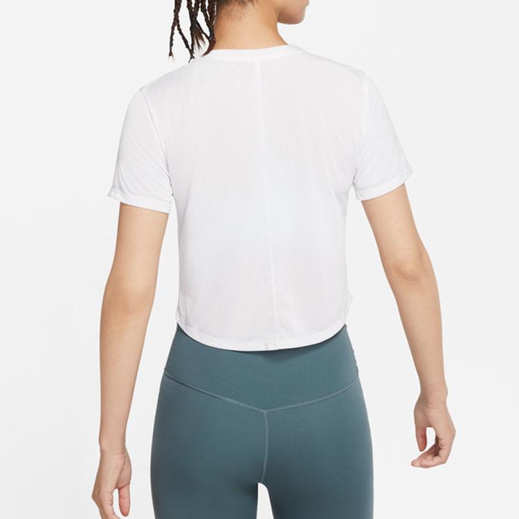 Nike Dri-FIT One Printed Logo Solid Color Short Sleeve T-Shirt Women Tops White DD4955-100