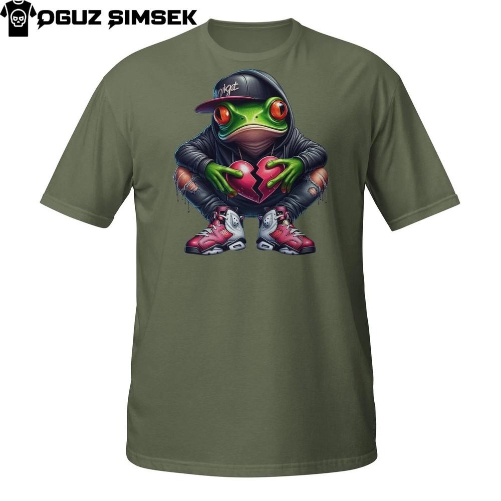 

Hip Hop Frog T-Shirt – Sad Urban Streetwear Style with a Broken Heart 3XL