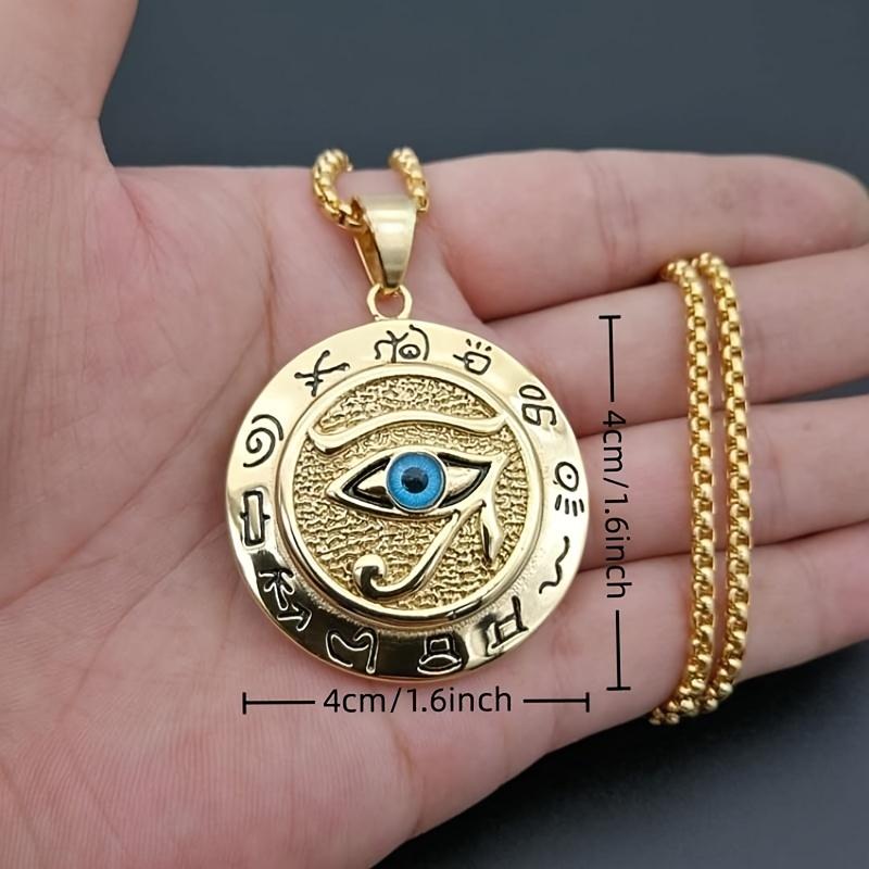 1pc Egyptian Horus Eye Pendant Necklace Fashion Jewelry Non-precious Metal Plated Mosaic Design Fashion Silvery or Gold Plated