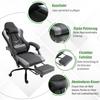 Ergonomic Gaming Chair Office Chair Desk Chair, Swivel Chair Height-Adjustable, Adjustable Lumbar Cushion with Footrest Black 62x52x128 Cm