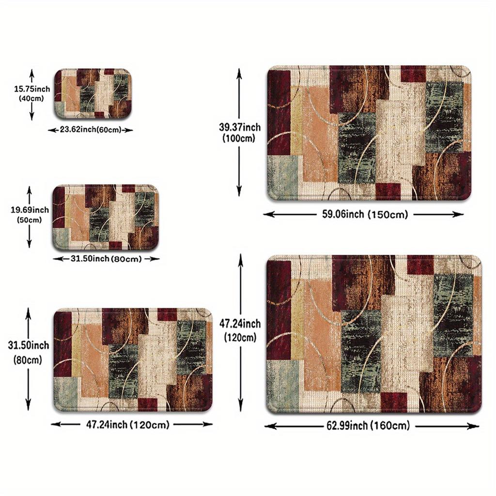 1Pcs Anti Fatigue Kitchen Rugs,Vintage GeometricPrint Waterproof Non-Slip Thick Cushioned Kitchen Mat Heavy Duty Comfort Standing Mat for Kitchen