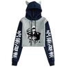 Felpa Crop Top Jujutsu Kaisen 2021 Gojo Satoru con Orecchie da Gatto e Design Color Block