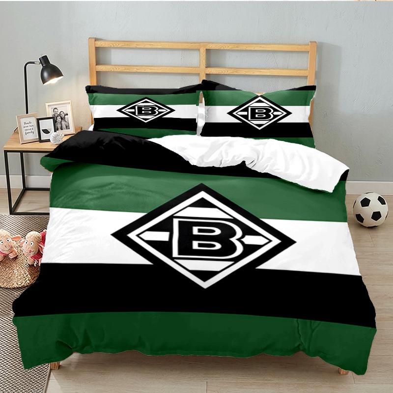 3PCS Green Black Borussia Bedding set,Ideal For1pc Duvet Cover And 2pcs Pillowcases Perfect for Christmas gift,Ideal for Bedroom, Dormitory