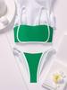 2024 Europäischer & Amerikanischer Farbblock Schnür-Bikini mit niedriger Taille